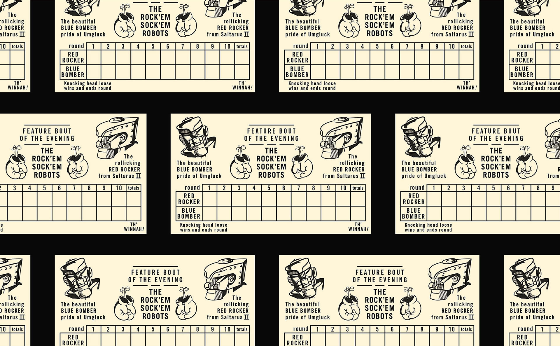 Rock'em Sock'em Score Cards