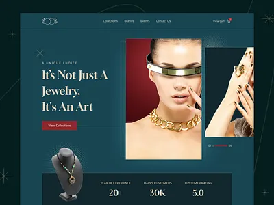 Jewelry Shop Website UI branding buy design gold graphic design illustration jewelry landingpage logo ornaments shapes shop trendy ui uiux unique ux vector