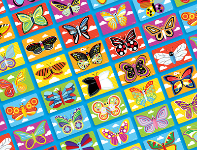 Patty-Pillar Game Card Designs butterflies butterfly card game cards childrens game colorful game game design kids kids game packaging patty pillar playing cards preschool