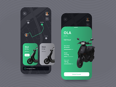 E - Transport android app dark design fresh green icon ideas inspiration ios minimal mobile mode ui