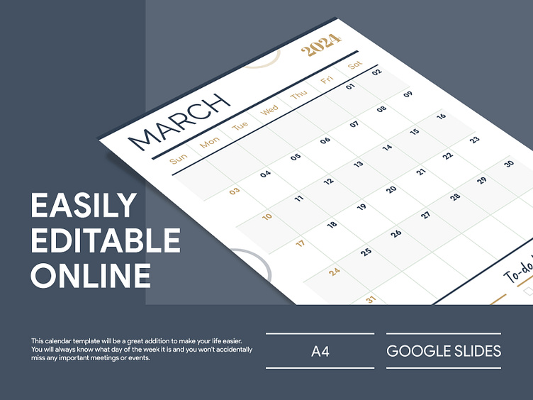 March 2024 Calendar Free Google Docs Template by Free Google Docs Templates  - gdoc.io on Dribbble