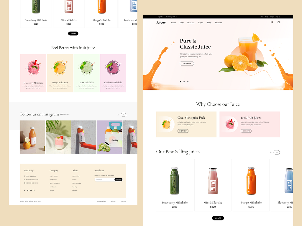 Juice - e - Commerce Website Design by Design Kuthir on Dribbble