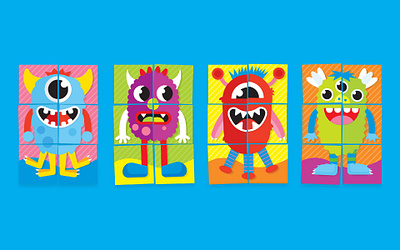 Roll-A-Match Card Illustrations card designs cards character character art children drawing fisher price game game design illustration kid kids kids game mattel monsters preschool preschool game roll a match