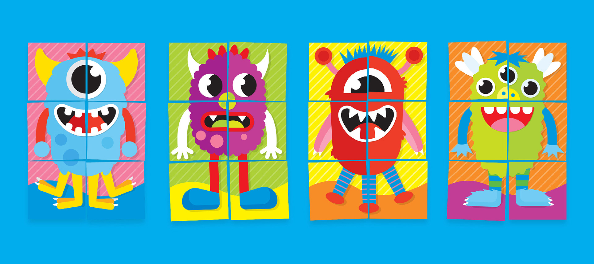 Roll-A-Match Card Illustrations card designs cards character character art children drawing fisher price game game design illustration kid kids kids game mattel monsters preschool preschool game roll a match