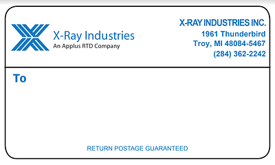 Mailing Label - X-Ray Industries design graphic design print