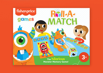 Roll-A-Match Game Packaging cards dice game illustration kids kids game mattel monster packaging preschool preschool game roll