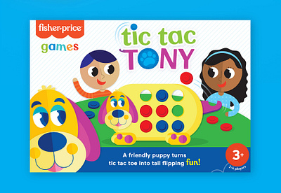 Tic Tac Tony Game Packaging fisher price game graphic design illustration kids game mattel packaging preschool preschool game tic tac toe tic tac tony toy toy packaging