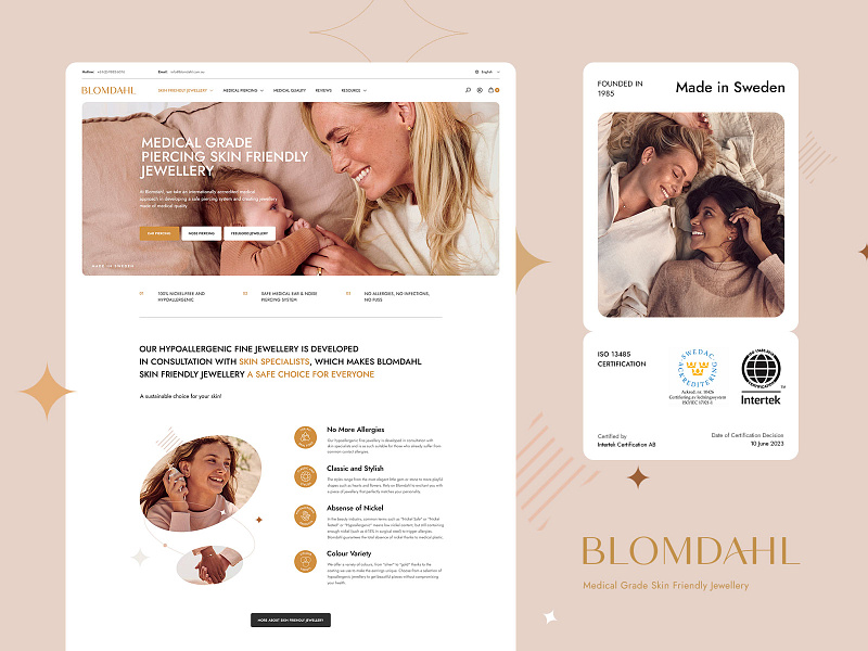 Blomdahl Australia Website Redesign (Version Approved) blomdahl blomdahl australia ear piercing ecommerce jewellery medical nose piercing redesign shop shopify skin friendly store ui website