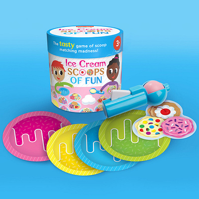 Ice Cream Scoops of Fun Game Packaging card card game cards chocolate dessert fisher price flavors food game ice cream illustration kids game mattel preschool preschool game sprinkles strawberry vanilla