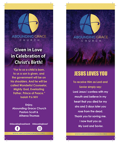 Bookmark - Abounding Grace Church bookmark branding design graphic design print