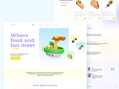HapFood: Fun Food Menu Website Design booking app clean design clean ui colorful food menu fun ui ui design website design