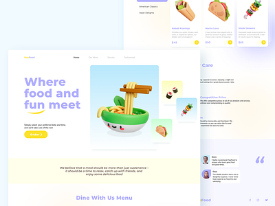 HapFood: Fun Food Menu Website Design booking app clean design clean ui colorful food menu fun ui ui design website design