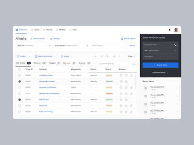 ITSM Dashboard - Light & Dark mode analytics auto layout dark mode dashboard design figma it light mode minimal service table ticket dashboard ui user interface design ux ux desgin