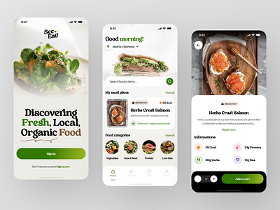 See - Eat | Healthy Food Apps 🥬 app branding clean delivery design food foodie health logo mobile organic restaurant simple ui ux vegetables