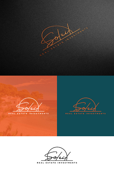 Logo for a beach side real estate investment company. branding design graphic design handwritten font logo sun logo sunrise sunset vector wordmark