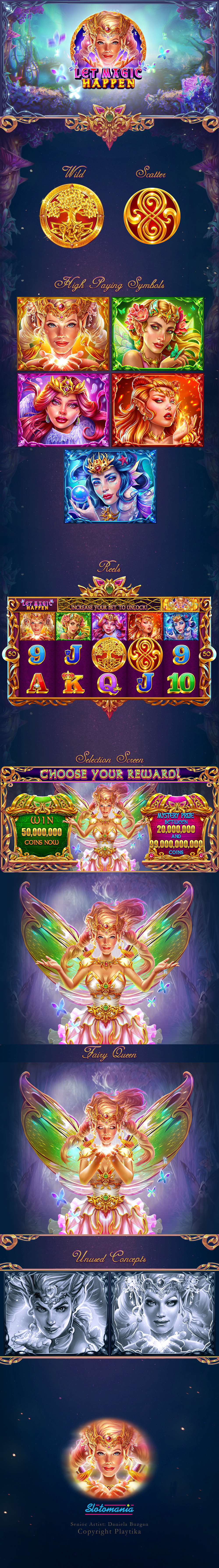 Fairies Slot Game Art (Slotomania) 2d art casino game casual game character design design illustration logo photoshop slot game slots