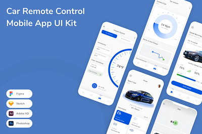 Car Remote Control Mobile App UI Kit app auto automation car chart control controller design remote smart ui ui design ui kit ux