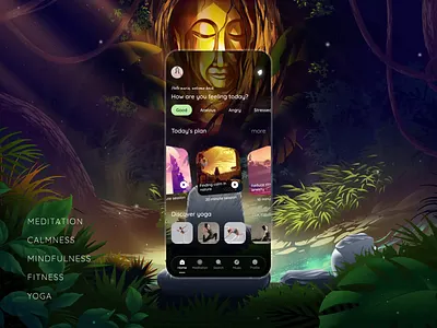 Meditation App app app design app ui calmness chakras design fitness health meditation mental health mindfulness mobile mobile app pranayam ui ui design wellness yoga