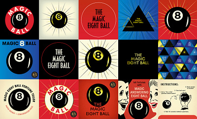 Magic 8-Ball Graphic Explorations design design exploration fortune teller game game packging gold foil logo magic 8 ball magic 8 ball pattern retro toy packaging vintage