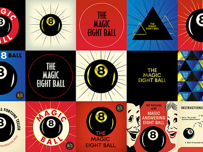 Magic 8-Ball Graphic Explorations design design exploration fortune teller game game packging gold foil logo magic 8 ball magic 8 ball pattern retro toy packaging vintage