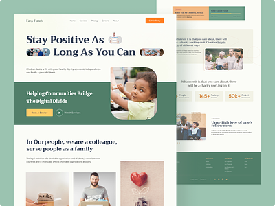 EasyFunds - Charity Website Design agency charity crowdfunding donation fundraising graphic design home page illustration insurance landing page ngo non profit typography ui ui design uiux uiuxdesign web design web ui website