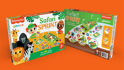 Safari Sprint Game Packaging animals card card game cards children fisher price game game packaging illustration kids kids game packaging playing cards preschool preschool game safari safari sprint toy