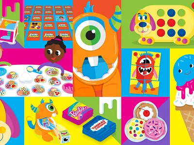 Fisher-Price Games Illustrations animals art card cards dice fisher price game games illustration kids kids game matching monster preschool preschool games toy toys