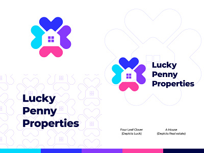 Lucky Penny Properties - Logo Design brand identity branding clover home house icon illustration investment logo logo design luck minimal penny property real estate resident startup uae uk usa