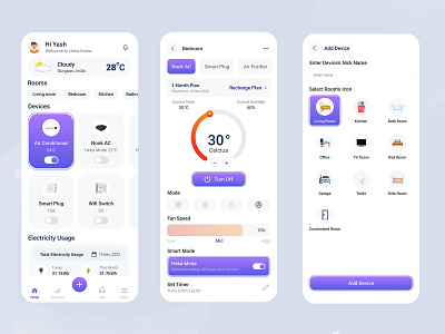 Heka - Smart Home Mobile App ac controller air conditioner android app design home screen mobile app smart device smart home ui user interface ux design
