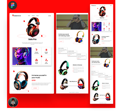 Headphone Landing page UI frontenddeveloper graphic design ui ux web design