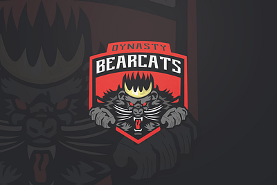 Dynasty Bearcats Mascot Logo Design animal badge baseball basketball bearcat branding cartoon club design dynasty graphic design illustration logo mascot sports team vector