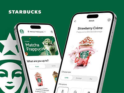 Starbucks App Redesign - UI/UX app app design buy cafe clean coffee coffee app drinks ecommerce espresso food ios matcha minimal mobile payment product page strawberry ui ux