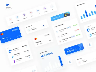 IP - Dashboard Components analytics auto layout button card component card view component dashboard hero design library design system dropdown finance dashboard guidelines input input box minimal navigation responsive style guide variables web design