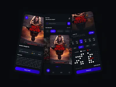 Online Movie Ticket Booking Mobile App Concept 🎟 app design film mobileapp movie ticket ui uiux ux