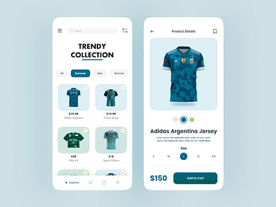 Trendy Collection E-commerce Mobile App brand buy cards clothing collection design ecommerce jersey mobile app shopping sports trendy ui ux
