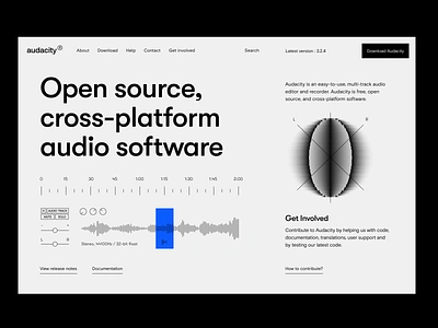 audacity: web design audio edit editing landing page open source opensource record software sound user experience user interface web web design web site webdesign website