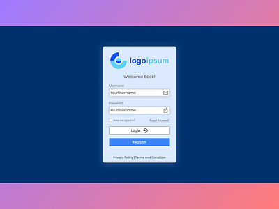 Login Page account application branding button card design gradient illustration login logo mobile pop up registration sign in trending ui uiux unique user web ui