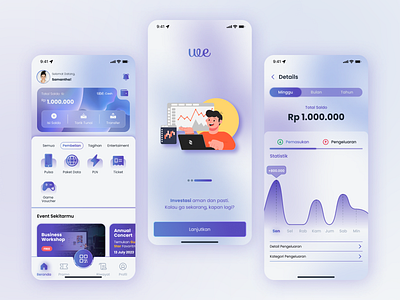 E-Wallet Apps app design ewallet finance graph graphic design homescreen mobile mobileapps money onboarding ui uidesign uidesigner uiinspiration uix uxdesign walkthrough wallet