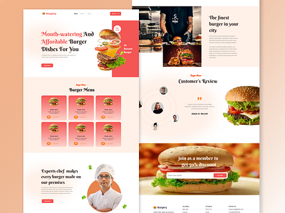 Burger Shop Landing Page burger shop landing page design food landinng page landing page ui ui design ux website website design