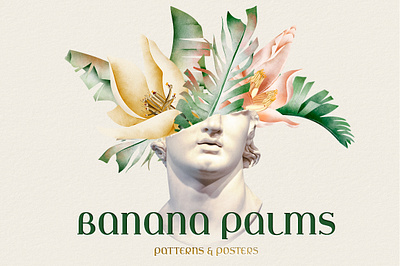 Banana palms advertising banner botanical branding drawing floral forest illustration jungle palm pattern poster print procreate seamless textile tropical wallpaper watercolor wraping