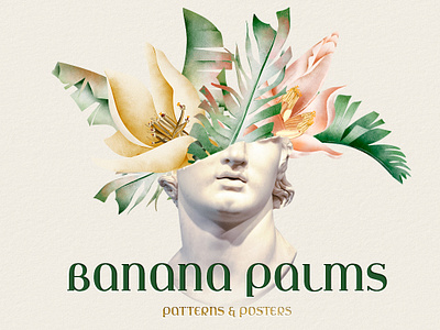 Banana palms advertising banner botanical branding drawing floral forest illustration jungle palm pattern poster print procreate seamless textile tropical wallpaper watercolor wraping