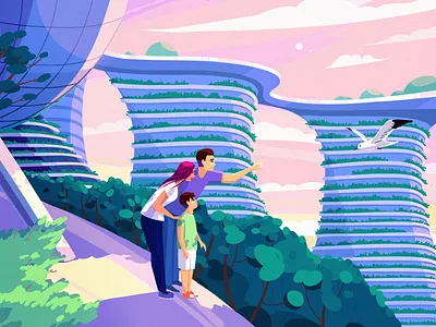 Green City art clean colors design illustration illustrator visual