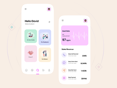 Online Health Service Mobile App User Dashboard app ui ux