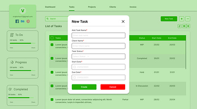 Task Management deck pop-up to create new task design graphic design illustration typography ui ux vector