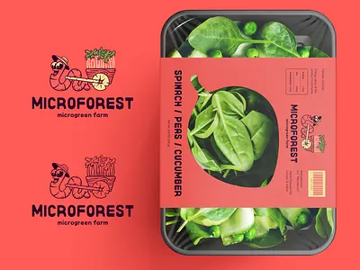 Concept logo and packaging for microgreen farm adobe illustrator art branding charactedesign cute art cute logo design farm graphic design illustration logo logotype package packaging print vector worm