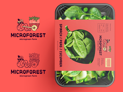 Concept logo and packaging for microgreen farm adobe illustrator art branding charactedesign cute art cute logo design farm graphic design illustration logo logotype package packaging print vector worm