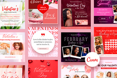 Valentines Post for Instagram Canva Templates beauty salon calendar template canva canva editable canva templates cosmetics products flowers fully editable gallery social media hairdresser template instagram post templates love instagram post templates qa template social media templates square banner ui design valentines web design banner womens day
