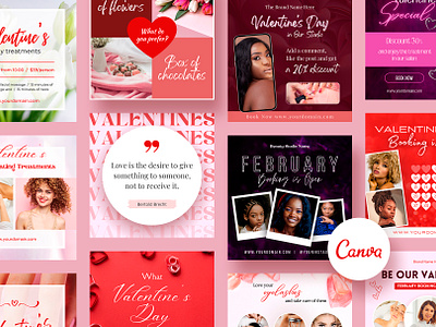 Valentines Post for Instagram Canva Templates beauty salon calendar template canva canva editable canva templates cosmetics products flowers fully editable gallery social media hairdresser template instagram post templates love instagram post templates qa template social media templates square banner ui design valentines web design banner womens day