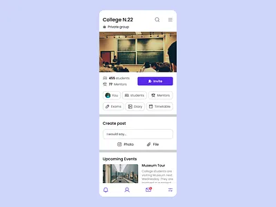 College group college college group group lecturers mentors mobile design private group stuents ui ui ux ux