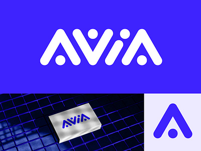 AVIA wordmark concept a avia branding dot flat colors geometric i learning lettering letters logo minimalist logo smart wordmark
